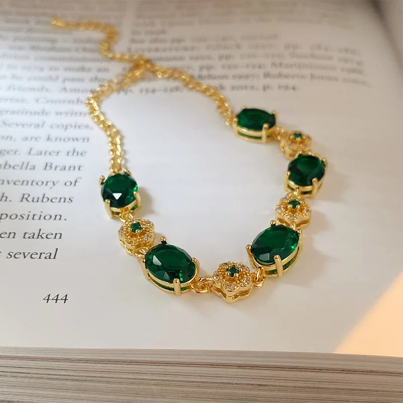 💥 Compra 1 y obten 1 gratis ❗️| Pulsera de Oro de 18K con Esmeralda Verde💚