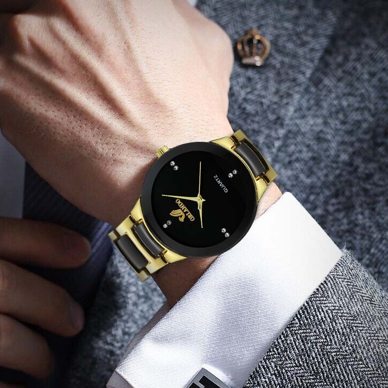 🔥 ¡PROMO (HOY)! 🔥| Orlando™ Reloj Dorado de Cuarzo con Esfera de Ónix