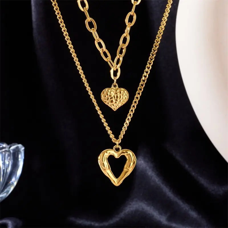 LuxeLaces™ Collar de Colgante de Corazón Chapado en Oro 18k