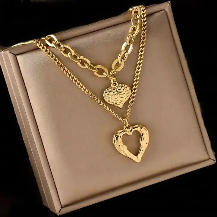 LuxeLaces™ Collar de Colgante de Corazón Chapado en Oro 18k