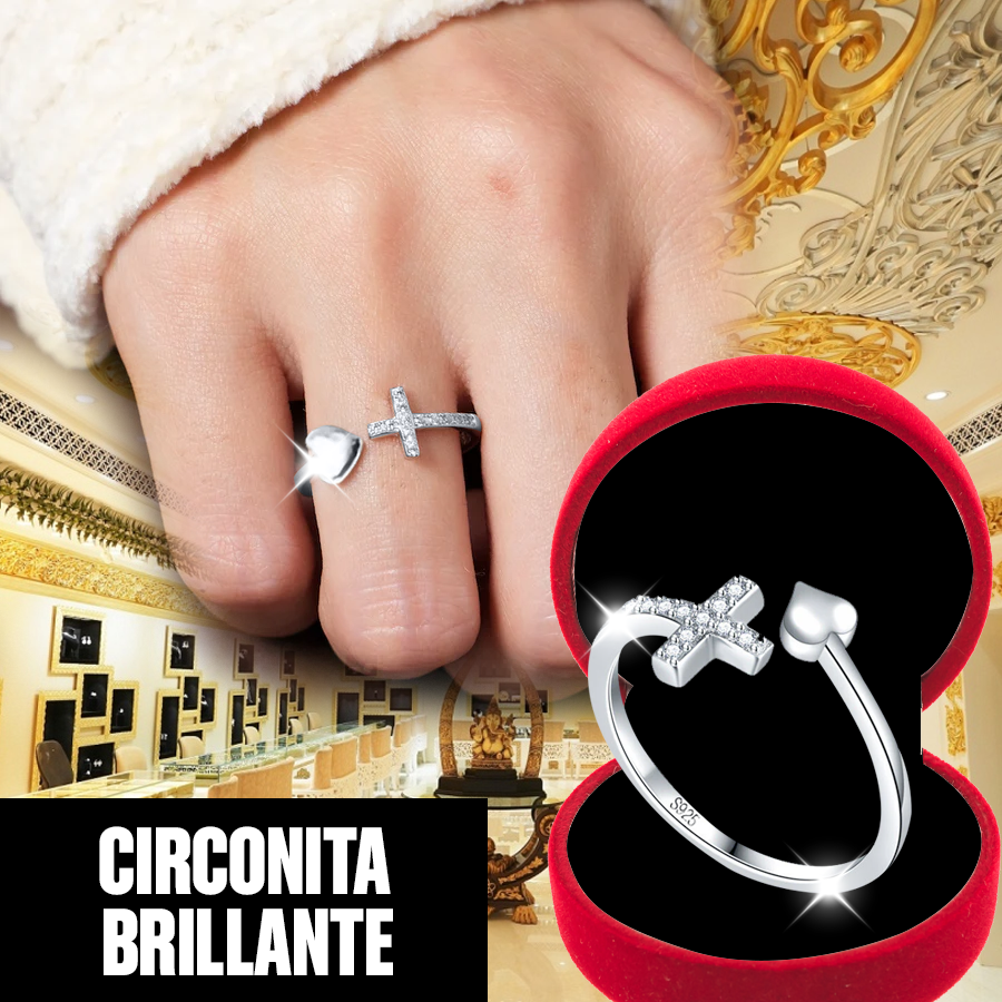 🔥 OFERTA EXCLUSIVA | Luminous™ Anillo Ajustable Cruz Corazón Circonitas