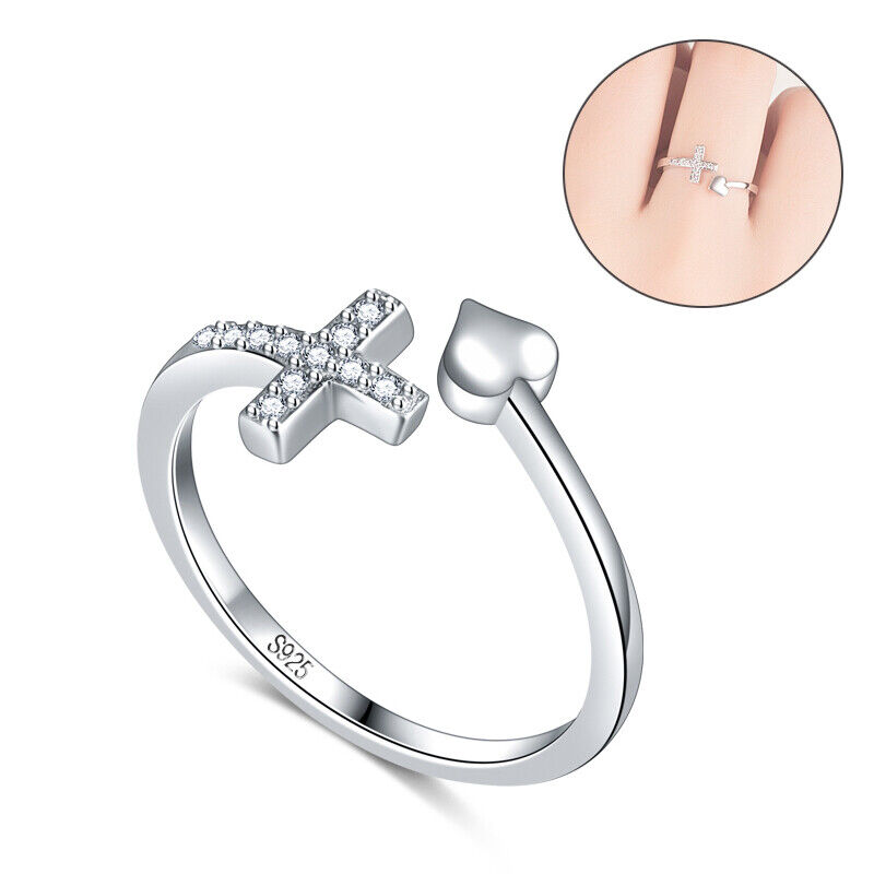 🔥 OFERTA EXCLUSIVA | Luminous™ Anillo Ajustable Cruz Corazón Circonitas