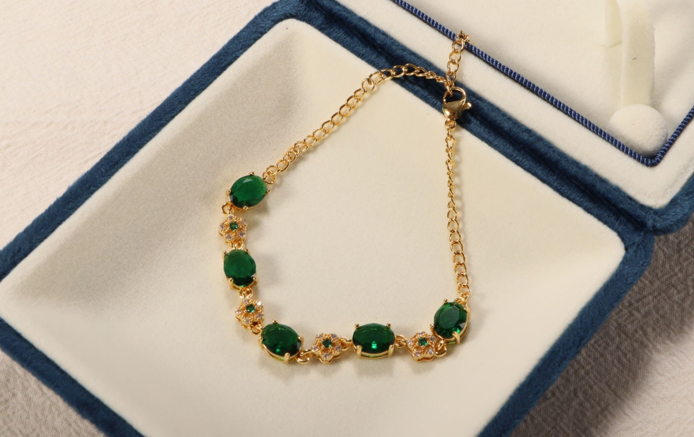 💥 Compra 1 y obten 1 gratis ❗️| Pulsera de Oro de 18K con Esmeralda Verde💚